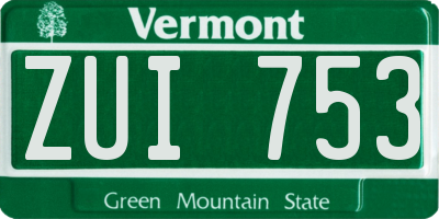 VT license plate ZUI753