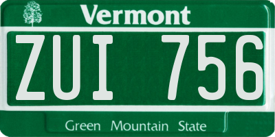 VT license plate ZUI756