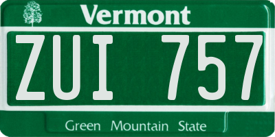 VT license plate ZUI757