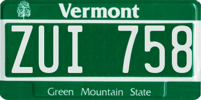 VT license plate ZUI758