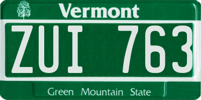 VT license plate ZUI763