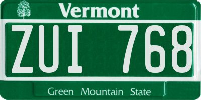 VT license plate ZUI768