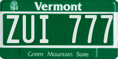 VT license plate ZUI777