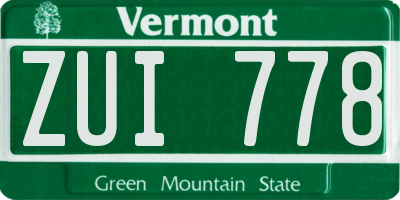 VT license plate ZUI778