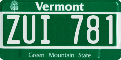 VT license plate ZUI781