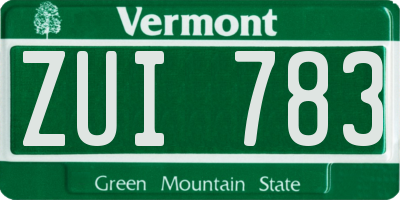VT license plate ZUI783