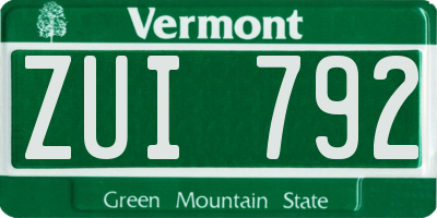VT license plate ZUI792