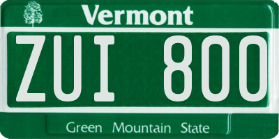 VT license plate ZUI800