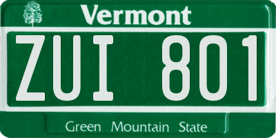 VT license plate ZUI801