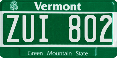 VT license plate ZUI802