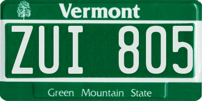 VT license plate ZUI805