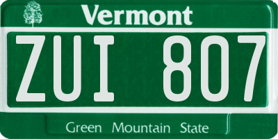 VT license plate ZUI807