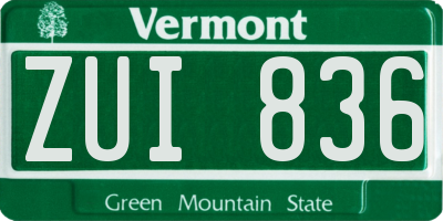 VT license plate ZUI836