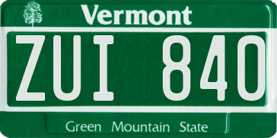 VT license plate ZUI840