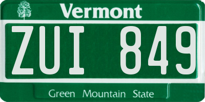 VT license plate ZUI849