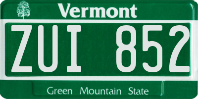 VT license plate ZUI852