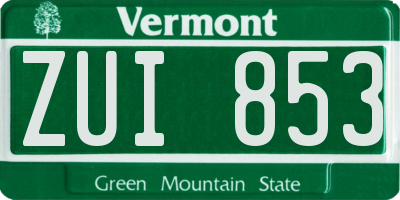 VT license plate ZUI853