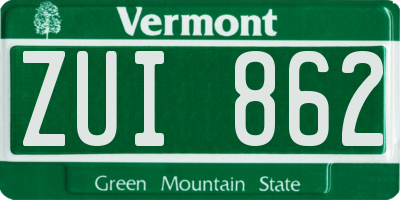 VT license plate ZUI862