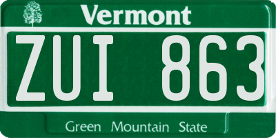 VT license plate ZUI863