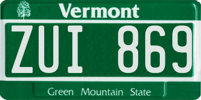 VT license plate ZUI869