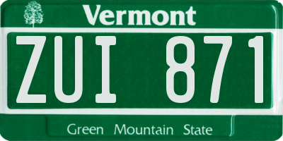 VT license plate ZUI871