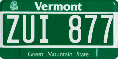 VT license plate ZUI877
