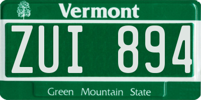 VT license plate ZUI894