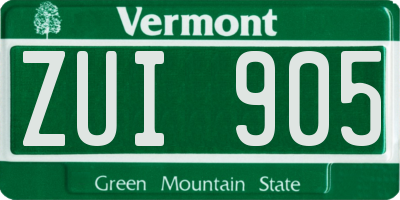 VT license plate ZUI905