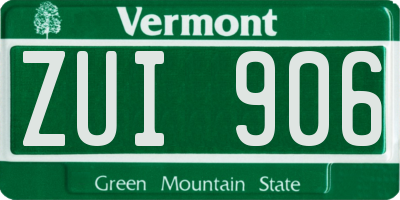 VT license plate ZUI906