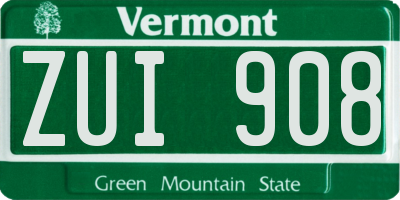 VT license plate ZUI908