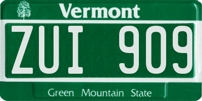 VT license plate ZUI909