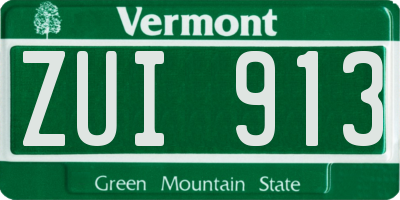 VT license plate ZUI913