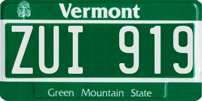 VT license plate ZUI919