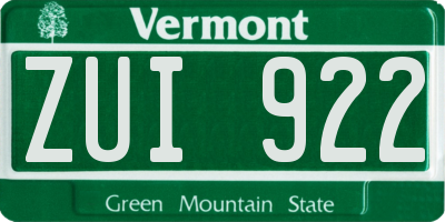 VT license plate ZUI922