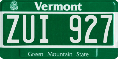 VT license plate ZUI927