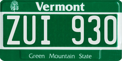 VT license plate ZUI930