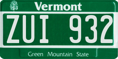 VT license plate ZUI932