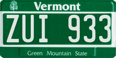 VT license plate ZUI933