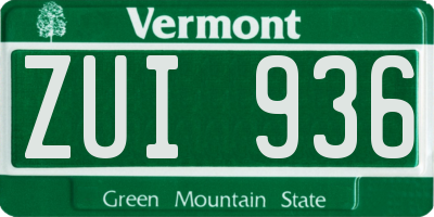 VT license plate ZUI936