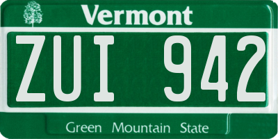 VT license plate ZUI942