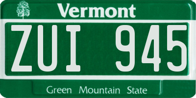VT license plate ZUI945