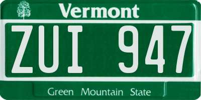 VT license plate ZUI947