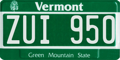 VT license plate ZUI950