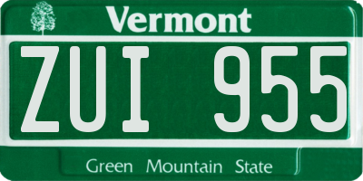 VT license plate ZUI955