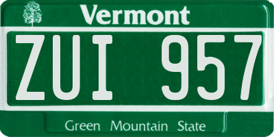 VT license plate ZUI957