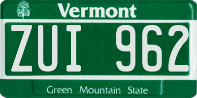 VT license plate ZUI962