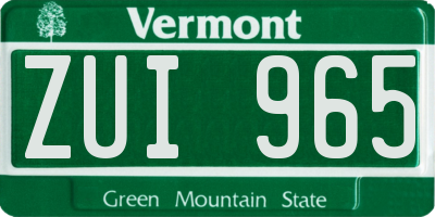 VT license plate ZUI965