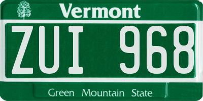 VT license plate ZUI968