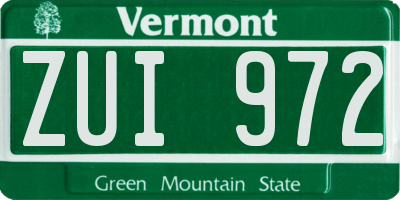 VT license plate ZUI972