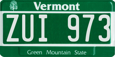 VT license plate ZUI973